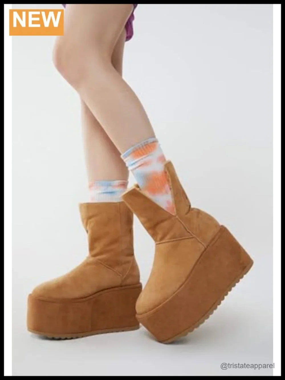 Fleece Lined Suede Platform Boots Winter Booties